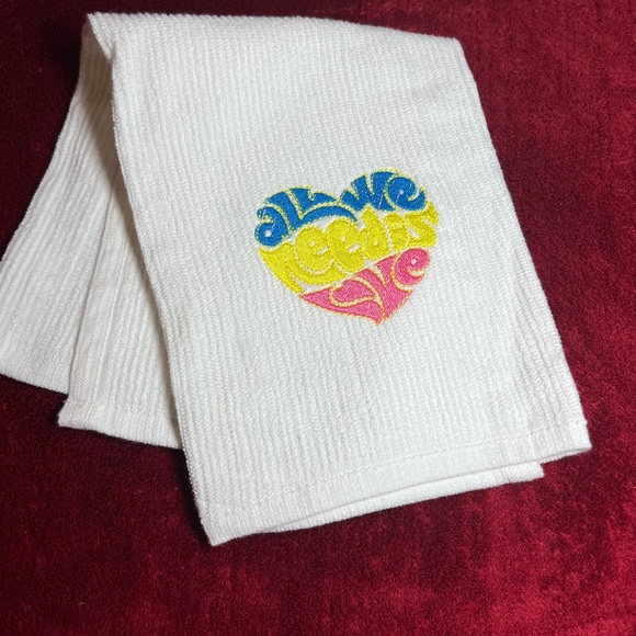 All We Need Is Love Embroidered Kitchen Towel. Embroidered by me. - Picture 2 of 3